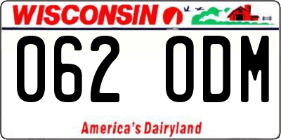 WI license plate 062ODM