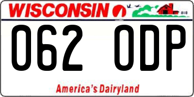 WI license plate 062ODP
