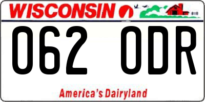 WI license plate 062ODR