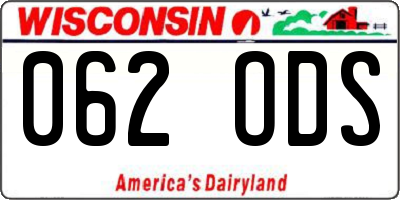 WI license plate 062ODS
