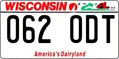 WI license plate 062ODT