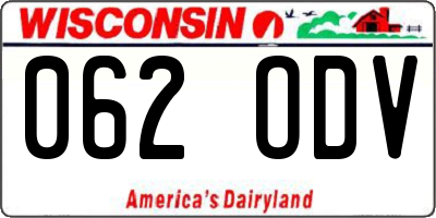 WI license plate 062ODV