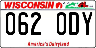 WI license plate 062ODY