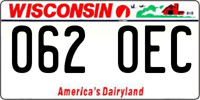 WI license plate 062OEC
