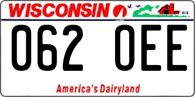 WI license plate 062OEE