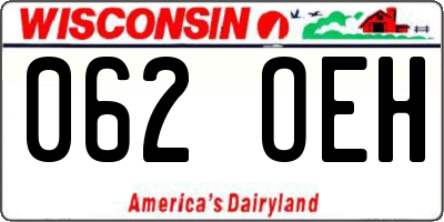 WI license plate 062OEH