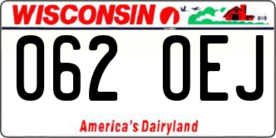 WI license plate 062OEJ