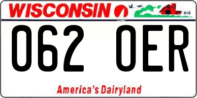 WI license plate 062OER