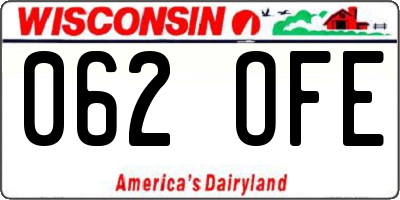 WI license plate 062OFE