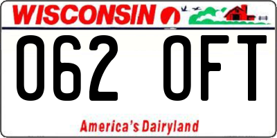 WI license plate 062OFT