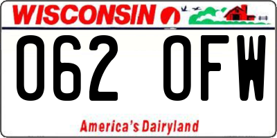 WI license plate 062OFW