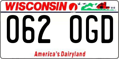 WI license plate 062OGD