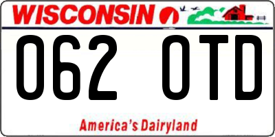 WI license plate 062OTD