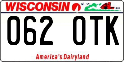 WI license plate 062OTK