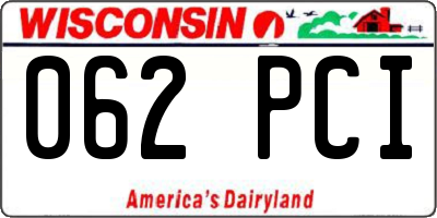 WI license plate 062PCI