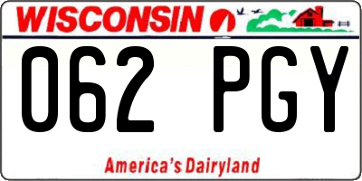 WI license plate 062PGY