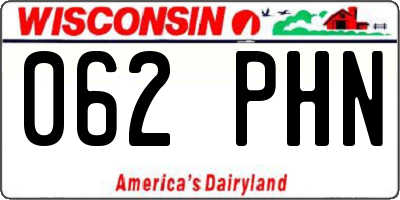 WI license plate 062PHN