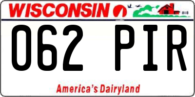 WI license plate 062PIR