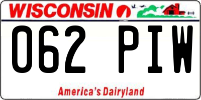 WI license plate 062PIW