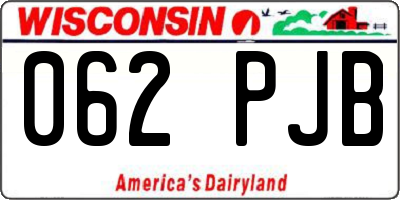 WI license plate 062PJB