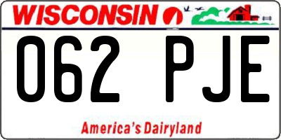 WI license plate 062PJE