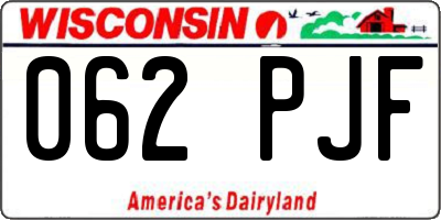 WI license plate 062PJF