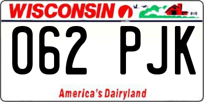 WI license plate 062PJK