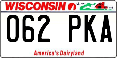 WI license plate 062PKA