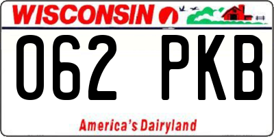 WI license plate 062PKB