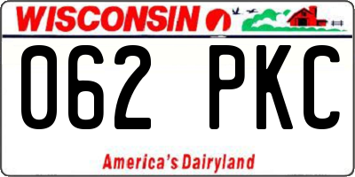 WI license plate 062PKC