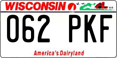 WI license plate 062PKF