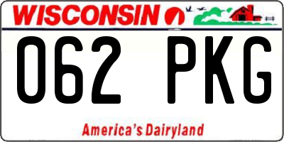 WI license plate 062PKG