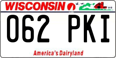 WI license plate 062PKI