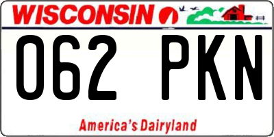WI license plate 062PKN