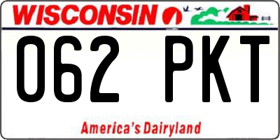 WI license plate 062PKT