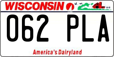 WI license plate 062PLA