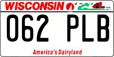 WI license plate 062PLB