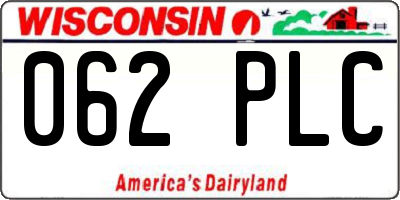WI license plate 062PLC