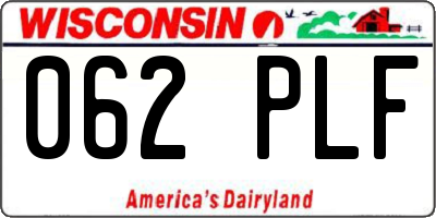 WI license plate 062PLF