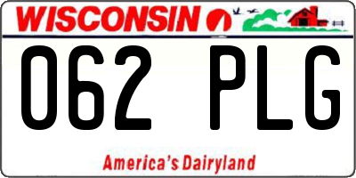 WI license plate 062PLG