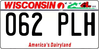 WI license plate 062PLH