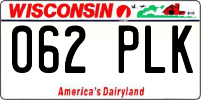 WI license plate 062PLK
