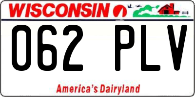 WI license plate 062PLV