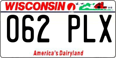 WI license plate 062PLX