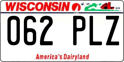 WI license plate 062PLZ