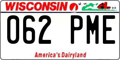 WI license plate 062PME