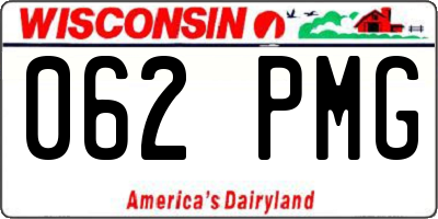 WI license plate 062PMG