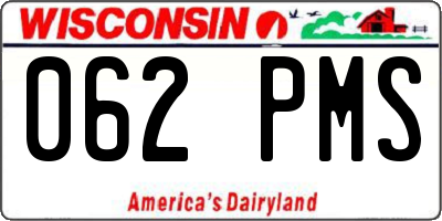 WI license plate 062PMS