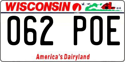 WI license plate 062POE