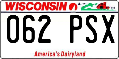 WI license plate 062PSX